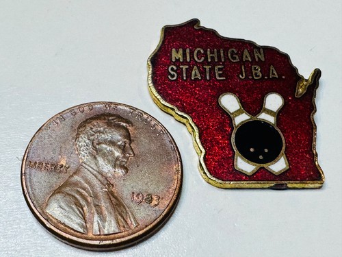 Vintage JBA Lapel Pin Junior Bowling Association USBC Wisconsin State Tournament - Picture 2 of 2