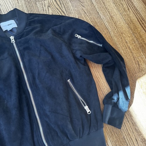 FashionNova Herren Gr. Medium Wildleder Bomberjacke mit silbernen Beschlägen - Bild 6 von 11