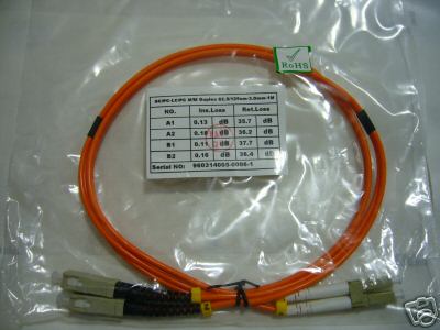 SC to LC PC fiber patch cord jumper cable multimode 62.5/125 duplex 10m length - Afbeelding 1 van 1