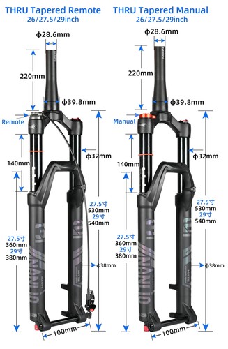 140mm Travel MTB Bicycle Suspension Oil and Gas Fork 26/27.5/29 Inch 15*100mm - Picture 23 of 36