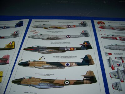 GLOSTER METEOR F MK.8..2-PAGES OF 1:72 5-VIEWS/COLOR