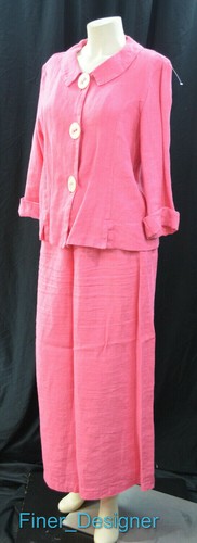 Willow Artsy 100 % Leinen 2-teilig Rock Anzug Top Kleid Outfit Maxi Melone M NEU 129 $ - Bild 4 von 8