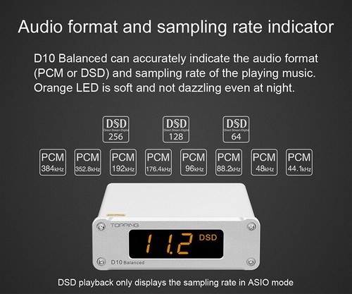 TOPPING D10 Balanced USB DAC ES9038Q2M XU208 PCM384kHz DSD256 Support Decoder - Picture 6 of 34