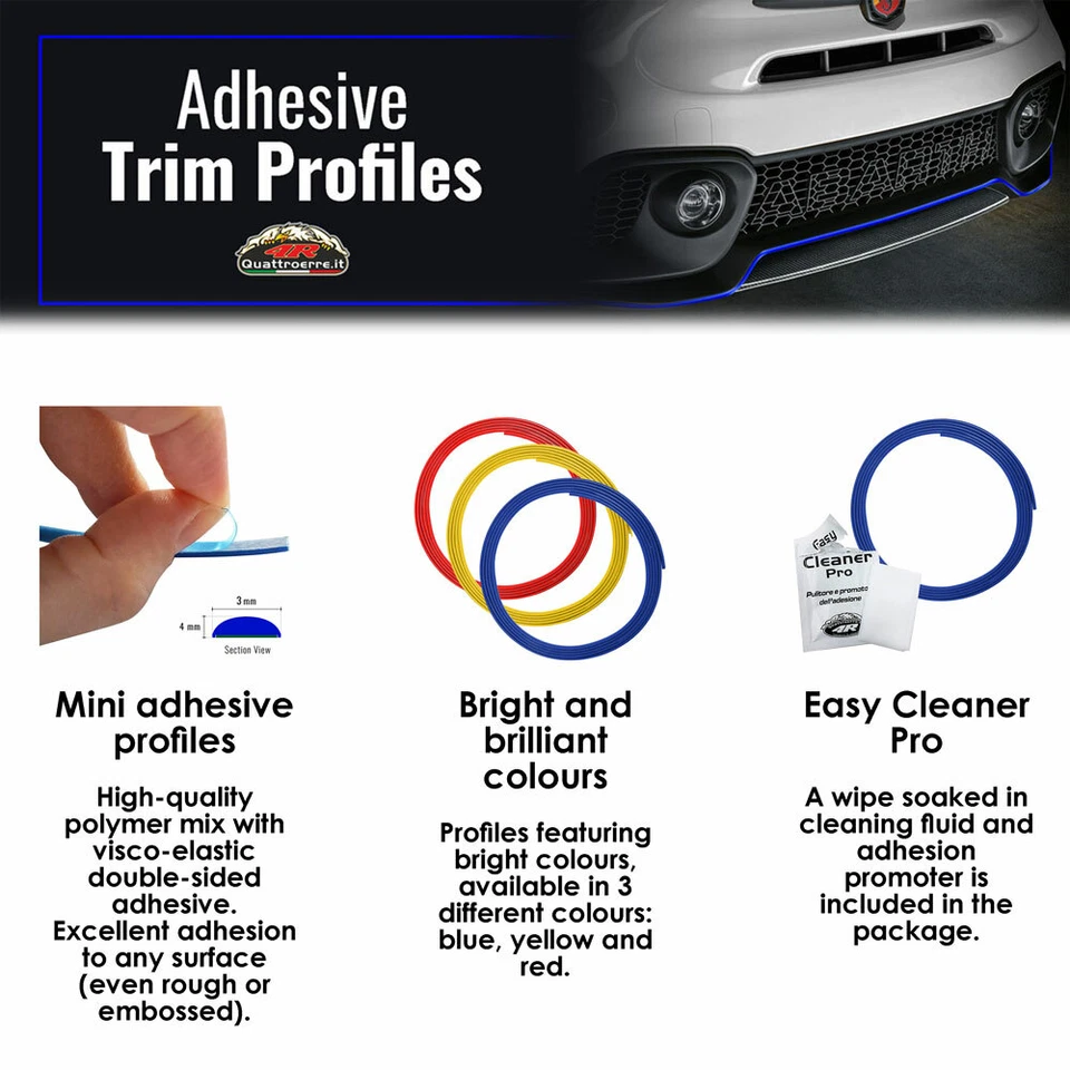 Mini Profilo Trim Adesivo per Auto Rosso, 3 mm x 3 mt - Immagine 2 di 4