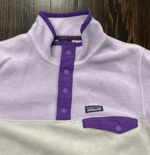 Patagonia Synchilla 1/4 Button Fleece Pullover Youth XL Purple Gray Polyester  - Picture 2 of 4
