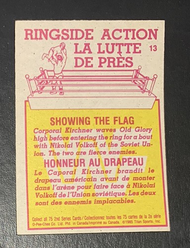 Showing The Flag 1985 O-PEE-CHEE OPC WWF Wrestling Stars Series 2 #13 - Picture 2 of 2