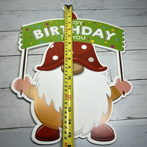 6 Pc Happy Birthday Yard Signs Gnome Balloon Bday Lawn Party Decor w/ 10 Stakes - Picture 10 of 12