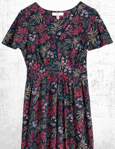 Ex Seasalt Women’s Short Sleeve Maxi Cotton Dress in Navy Sea Forbe - Picture 6 of 6