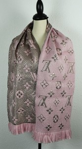 NEW LV Wool Logomania Shine Scarf 100% Authentic M70466 Louis Vuitton PINK GOLD | eBay