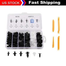 100 Mixed Hole Plastic Rivets Fastener Clips Push Pin For Car Auto Fender Bumper