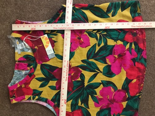 NWT C&C California Tank Top Size L Floral Linen Blend Colorful Tropical - Picture 12 of 12