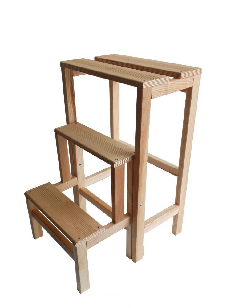 Taburete de madera art.264 convertible en escalera 3 peldaños 37 x 23...