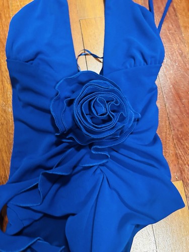 NWT Zara Bodysuit Tops Blue Halter 3D One Piece Y2k 90s Blogger XSmall. D7/6 - Picture 2 of 5
