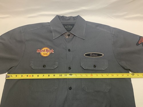 NWOT Hard Rock Cafe Button Up Shirt Biloxi Short Sleeve Gray Large - Picture 6 of 11