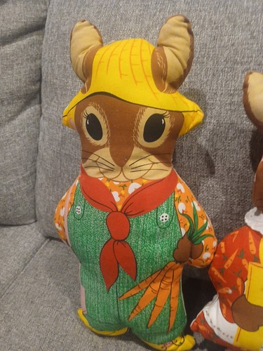 Lote de 3 almohadas de peluche vintage de la familia de conejos Cranston cosidas a mano - Imagen 2 de 17