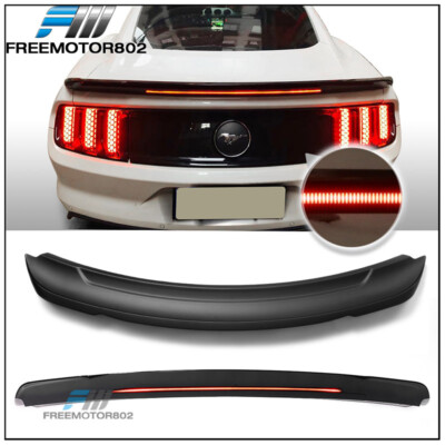 Fits 15-23 Ford Mustang Coupe Long LED Style Trunk Spoiler Matte Black - ABS