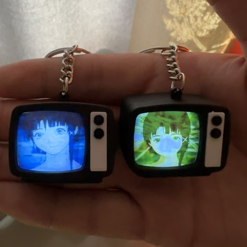 Serial Experiments Lain Glowing Sound TV Keychain Backpack Pendant Decoration