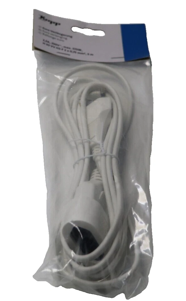Kopp Verlängerungskabel Euro-Verlängerung, 5m, IP20, 250V (2,5A) 575W, Weiß - Bild 1 von 4
