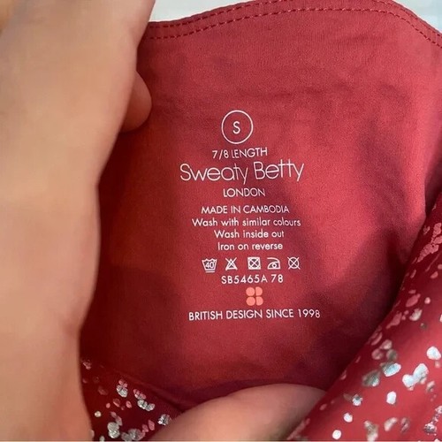 Sweaty Betty Goddess 7/8 Leggings Red Terrazzo Foil Print Size Small NWT - Picture 6 of 11