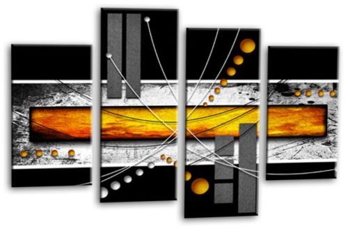 Large Abstract Art Print Black White Grey Stripes Framed Canvas Split Picture - Picture 6 of 38