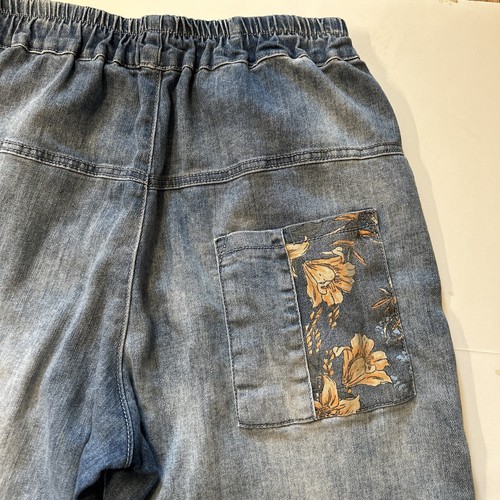 Radish Brand Baggy Loose Jeans bestickt Patches elastischer Bund bequem - Bild 5 von 7
