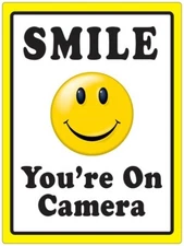 SMILE YOU'RE ON CAMERA - STICKER - CCTV Security Video Warning - Decal Sign