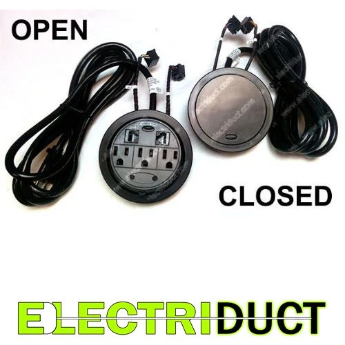 Power Tap Grommet - Desk Outlet Table - Hidden Power Center w/ 3 Power 2 Cat5E - Image 2 of 2