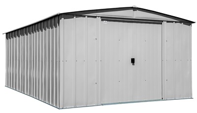 Arrow Classic Steel Storage Shed, 10x14, metal storage shed, Flute Grey