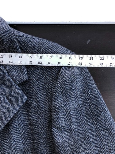 Hart Schaffner & Marx XL Heavy Wool Herringbone Overcoat Gray/Blue 46” Chest - Picture 18 of 23
