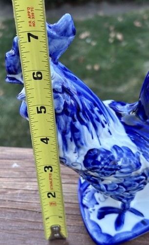 Vtg Pabota Blue White Porcelain Rooster USSR Russian Pottery Signed Hand Painted - Picture 13 of 15