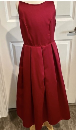 VTG Red Satin Dress W Velvet Bolero Jacket & Hand Rolled Roses Girl’s Sz 10 - Picture 3 of 6