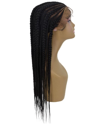 Straight 30 in 13X6.5 Hand Tied Lace Braid Wig, Black - Picture 7 of 8