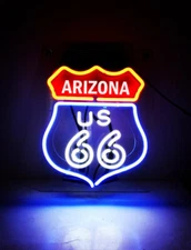 Route 66 Arizona State AZ Acrylic 14"X9" Neon Light Sign Lamp Real Glass Decor