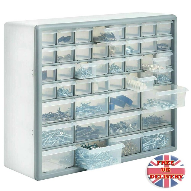 Vonhaus 44 Multi Drawer Storage Cabinet Organiser White Grey For