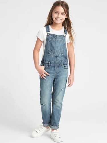 GAP Denim Girls Bib Overalls Jeans Distressed Straight Leg size M