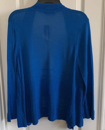 Red Women's Sz L Open Front Light Weight Blue Cardigan Casual Drape Soft Dusters - Picture 2 of 8