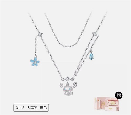 Cartoon Cinnamoroll Petal 925 Silver Necklace Layered Necklaces Birthday Gifts - Picture 6 of 11