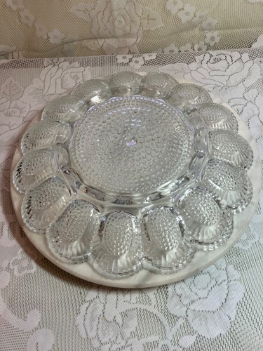 Vintage Indiana Glass 11.25" Round Clear Hobnail Deviled Egg Plate - Fast Ship - 第 7/10 張圖片
