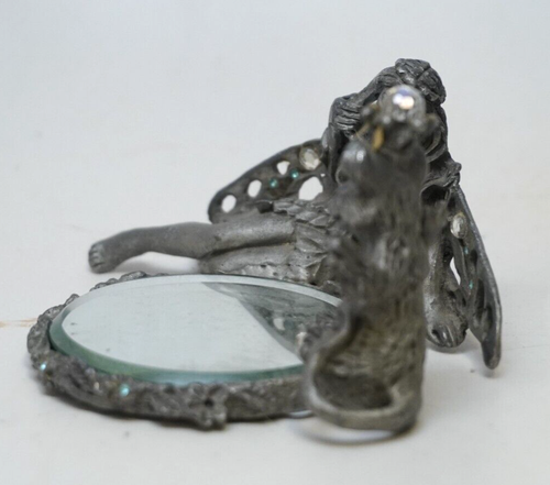 Pewter Figurine Fairy With Mouse - Picture 5 of 6