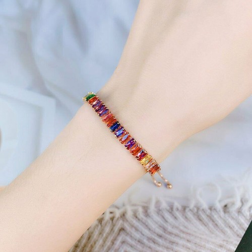 Pulsera de plata 925 circonita cúbica cristal cadenas boda mujeres joyería regalo EE. UU. - Imagen 8 de 20