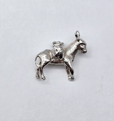 Vintage Sterling Silver Bootlegger Donkey Burro Pack Mule Charm Pendant - 5.8g