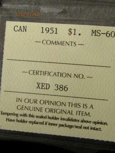 1951  CANADA    SILVER   $1   DOLLAR   ICCS   CERT...MS-60