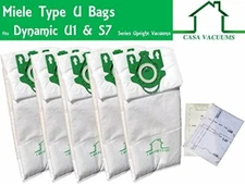 5 Bags + 2 Filters For Miele Type U U1 S7 Upright Vacuum 3D AirClean Performance