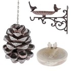 Wall Mounted Bird Bath and Bird Feeder with Decorative Birds Garden Ornaments