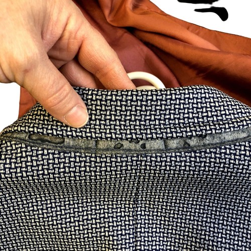 Vtg 70s Sir Walter Blue Sport Coat Mod TEXTURED Jacket Disco 3D Geometric Blazer - Picture 8 of 8
