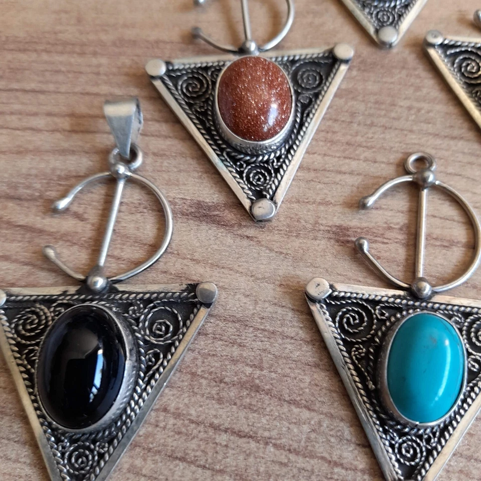 Collar Hecho a Mano Amazigh Plata Marruecos Marroquí Colgantes Beréber Antiguo Artesano Foto 4 de 4