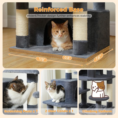PETEPELA Cat Tree Scratching Post Cat Tower Scratcher Wood Condo House Bed Toys - Picture 73 of 104
