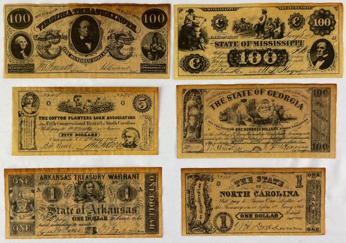 Confederate Currency, Facsimiles, Various Denominations, Civil War, Lot of 12 - Picture 4 of 8