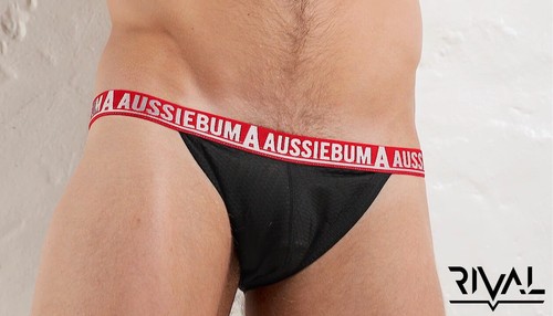 AussieBum Men Black Mesh Rival Athletic bikini Brief underwear size M - Picture 2 of 10