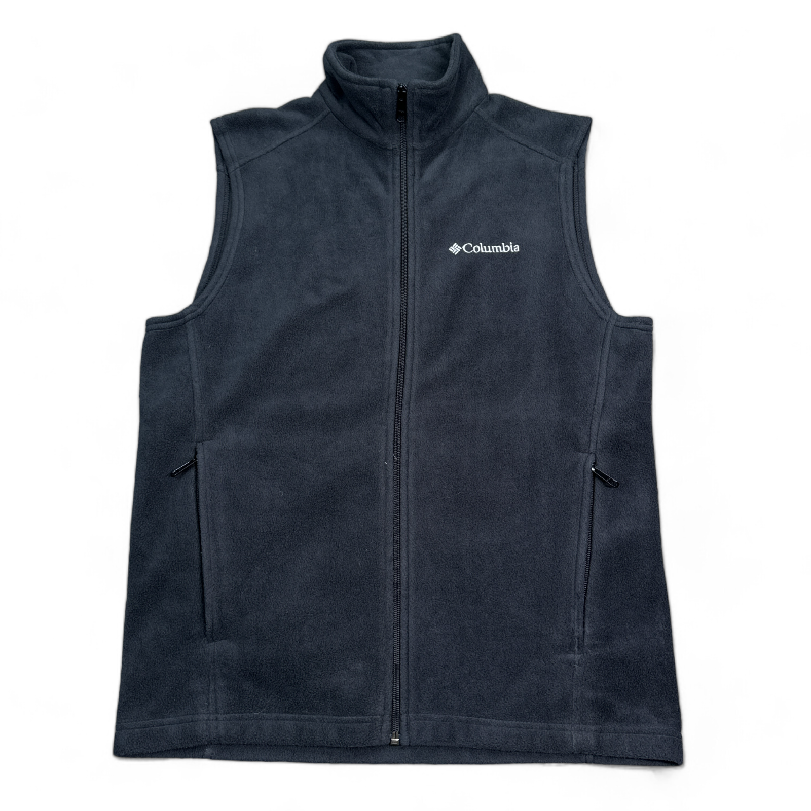 Columbia Dark Gray Fleece Vest Jacket for Adults - Small, Full Zip Mock Neck